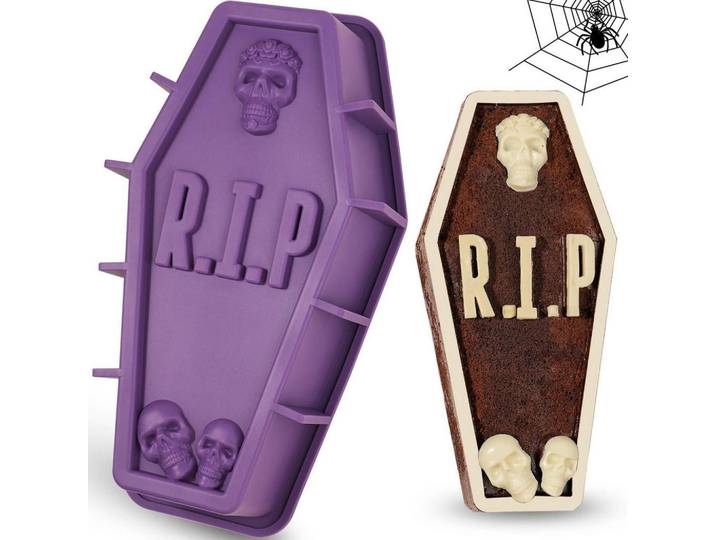 Kuchenform Sarg Silikon 30,5 cm Halloween, Silberfarben, Kunststoff, Backen & Backzubehör, Backformen, Backformen-Sets
