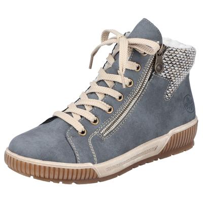 Winterboots RIEKER, Damen, Gr. 42, Warmfutter, blau, Lederimitat, Schuhe Winterboots, in sportivem Look