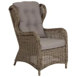 Gartensessel Rosita von Brafab aus Kunst-Rattan mit Outdoor-Kissen, klassisch, natur, bequem und pflegeleicht