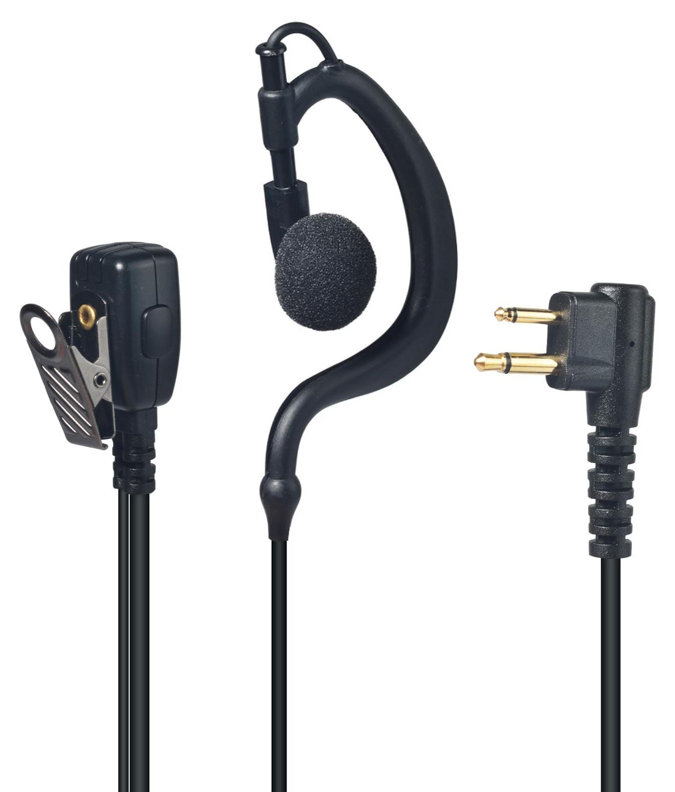 Selius G-vormige walkietalkie-oortelefoon met PTT-microfoon, compatibel met 2-pins