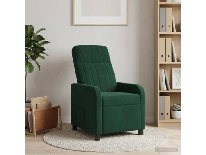 Relaxsessel Dunkelgrün Samt Verstellbar 115°-160° Polyester-Samt,Metall-und Holzwerkstoffgestell,flache Armlehnen,feuchtes Tuch