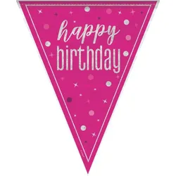 Wimpelkette pink Happy Birthday