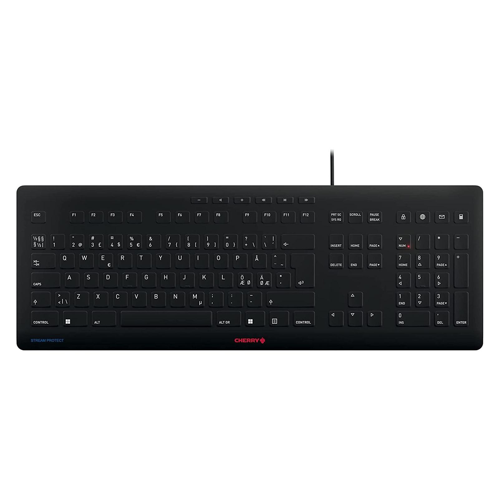 Cherry TAS STREAM PROTECT KEYBOARD Corded US-Layout schwarz (US, Kabelgebunden) (JK-8502EU-2)