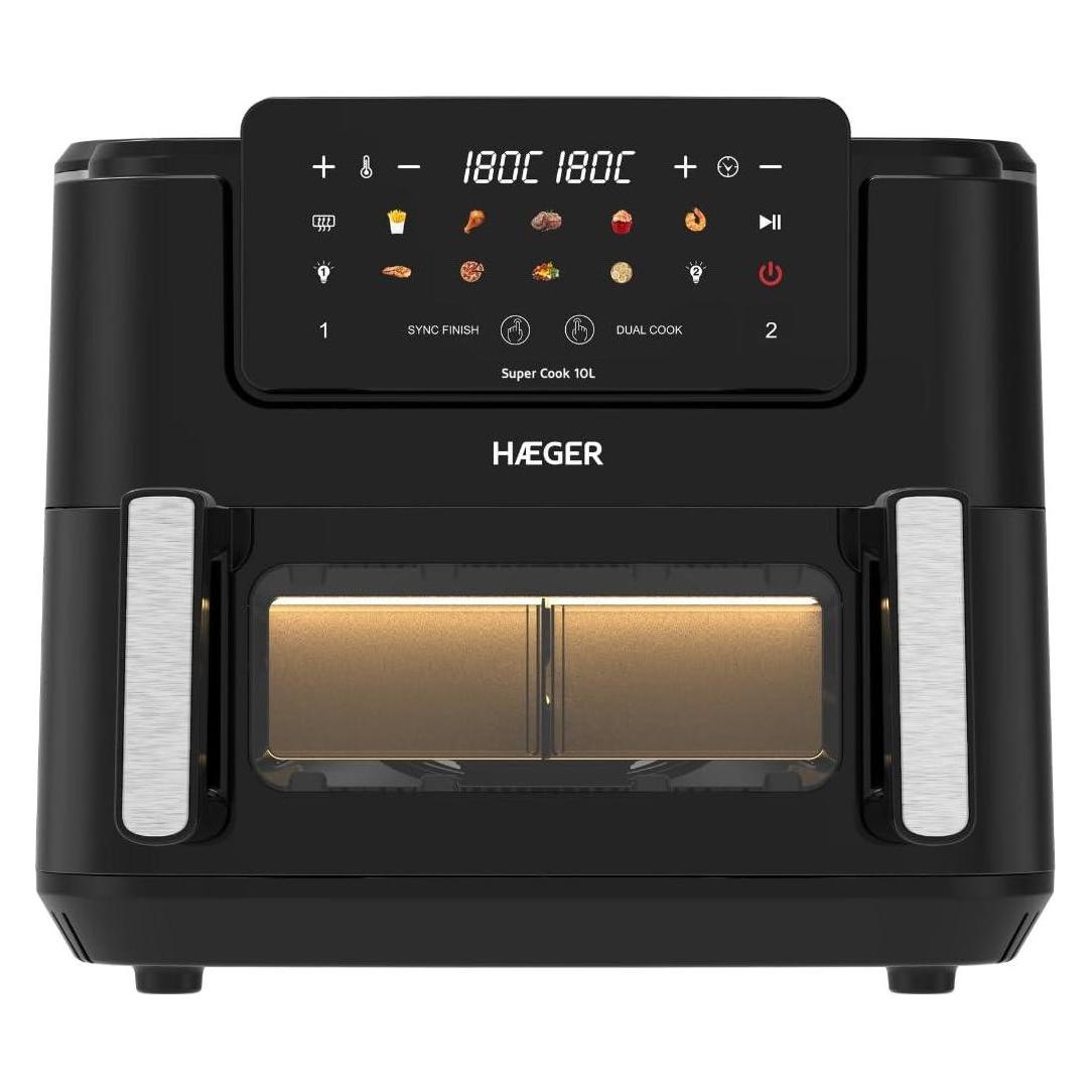Haeger AF-D10.010B Super Cook Digital-Heissluftfritteuse - 10 l Fassungsvermögen - 2600 W - Touchscreen (10 l) (AF-D10.010B)