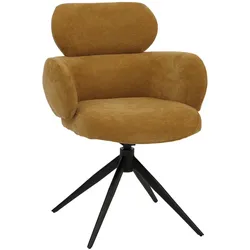 Décoshop26 - Drehbarer Esszimmerstuhl im modernen Design mit automatischer Rückstellfunktion bezogen mit gelbem Chenille-Stoff 04_0009368