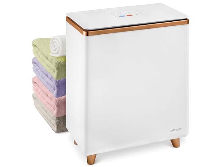 SereneLife Chauffe-serviettes de Luxe Rectangulaire - Chauffe Spa & Salle de Bain avec Parfum Personnalisé\, Arrêt Automatique\, Accueille 2 Grandes Serviettes\, Couvertures\, Peignoirs\, Pyjamas - Cadeau