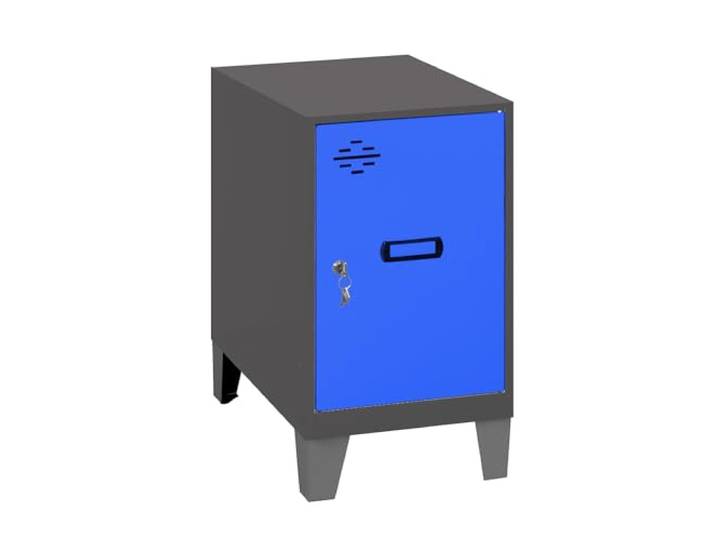 Simon Rack Simonlocker Kommode, klein, 575 x 300 x 500 mm, Amario aus Metall, mit Schlüssel, Anthrazit/Blau