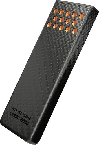 NiteCore NC-CARBO10000G2-O Powerbank 10000 mAh Pass-Through Charging Li-Ion Orange, Anthrazit-Grau