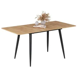 Vicco, Esstisch, Esstisch Beaver, Goldkraft Eiche/Schwarz, 120 x 80 cm ausziehbar (120 x 120 x 75 cm)