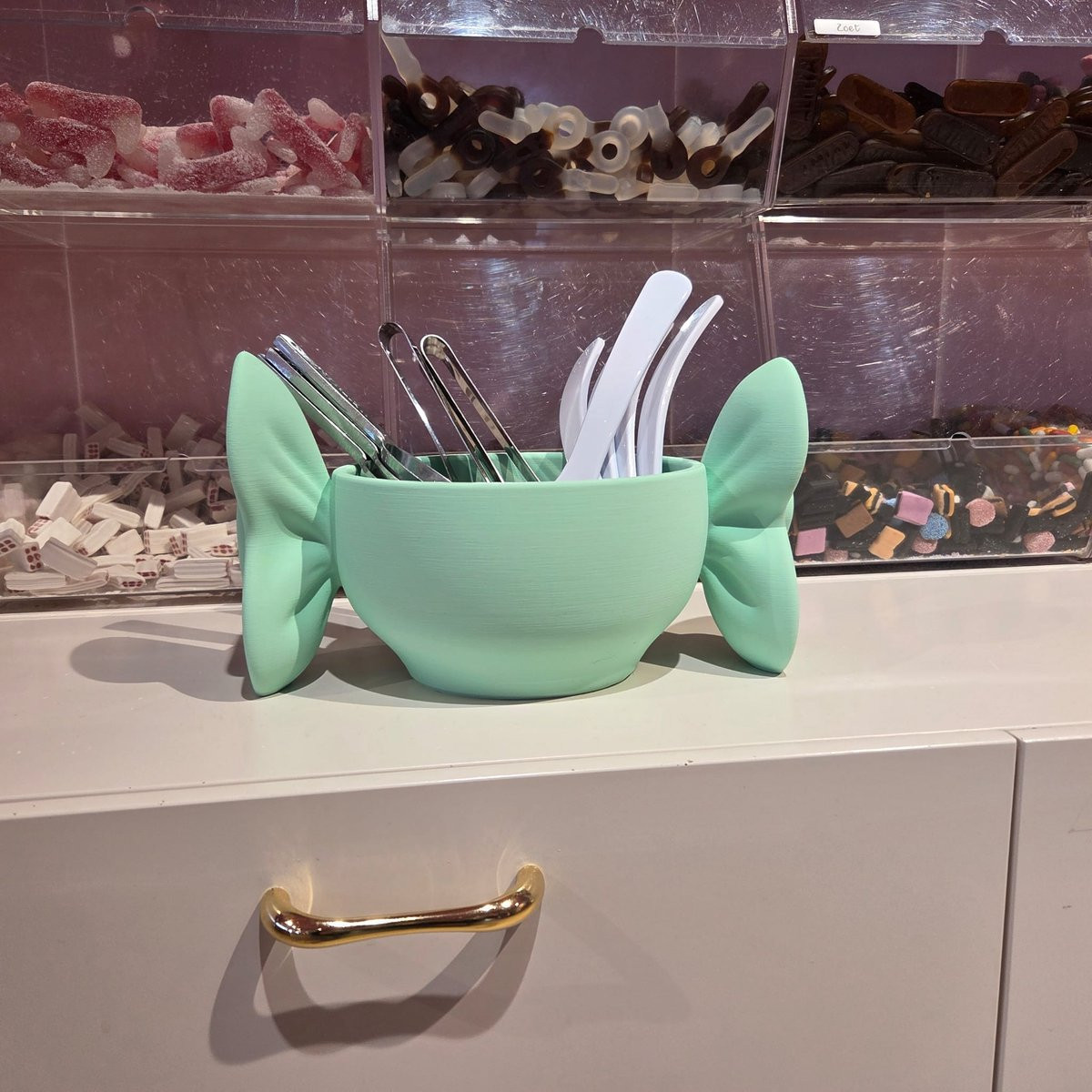 CreaCraft 3D Geprinte Snoepbak met Strik - Mintgroen