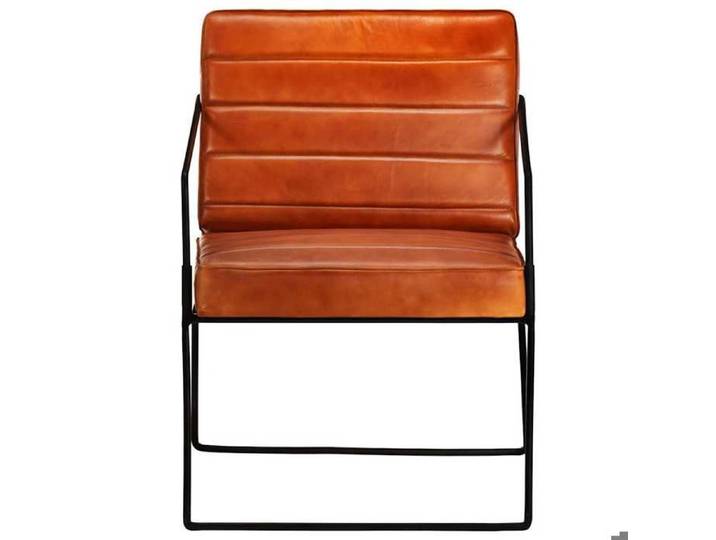 Les Soldes  Fauteuil de Salon Scandinave (1 PLACE) - CLOUD - Chaise de Détente - Brun roux Cuir véritable J5991