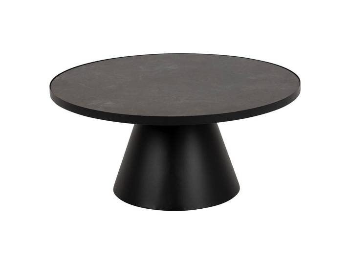 Couchtisch, Schwarz, Metall, Glas, Keramik, rund, Säule, 85.7x40x85.7 cm, Reach, Wohnzimmer, Wohnzimmertische, Couchtische, Couchtische Keramik