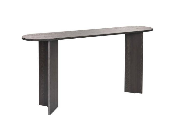 Console ovale effet bois noir 150 cm