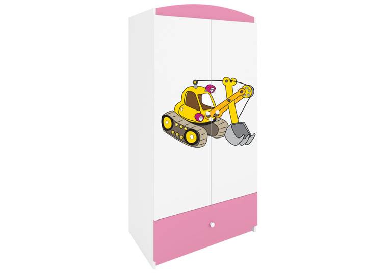Raumhirsch Furniture Kinderkleiderschrank Excavator, Hellrosa, Rechteckig, 90x175x52 cm, Babymöbel & Kindermöbel, Babyzimmer, Babykleiderschränke