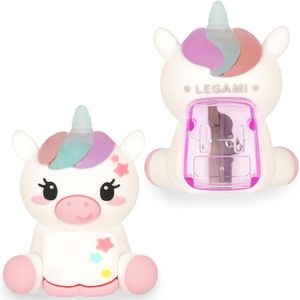 Legami Spitzer Sharpening is Magic, Unicorn, weiß, einfacher Dosenspitzer mit Lichteffekt, Kunststoff
