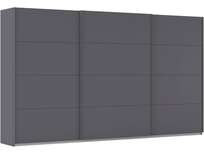Schwebetürenschrank, Graumetallic, 360x210x62 cm, Holzwerkstoff, 3 Türen & Variable Einlegeböden, Modern, Rauch