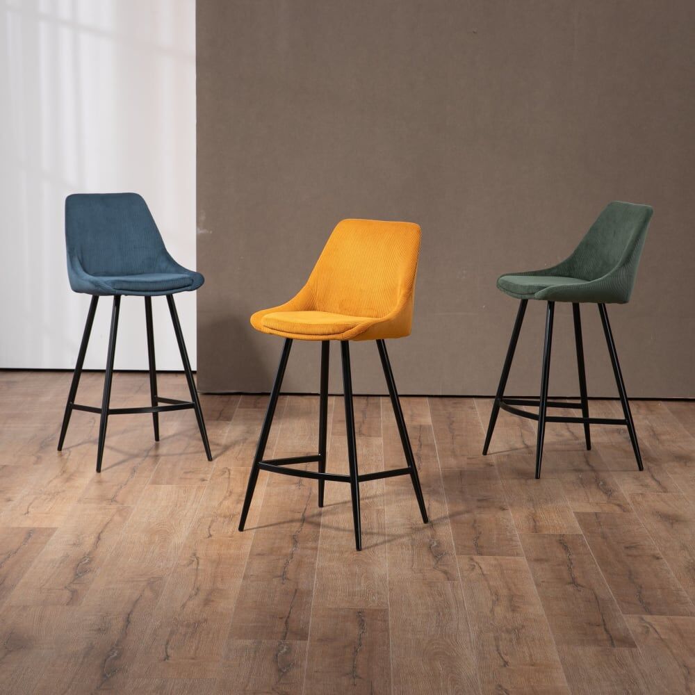 Zago Chaise snack en velours côtelé jaune curry Jaune 44x95x49cm