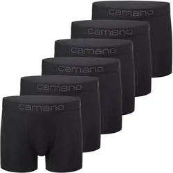 CAMANO Camano Herren Boxershorts, 6er Pack - Comfort Cotton, Unterhosen, Stretch Baumwolle, Größe L in Schwarz Schwarz