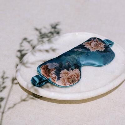 KIM + ONO Keina Washable Silk Eye Mask   Floral Padded Eye Mask - aqua