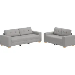 vidaXL 2-tlg. Sofagarnitur mit Kissen Wolkengrau Stoff
