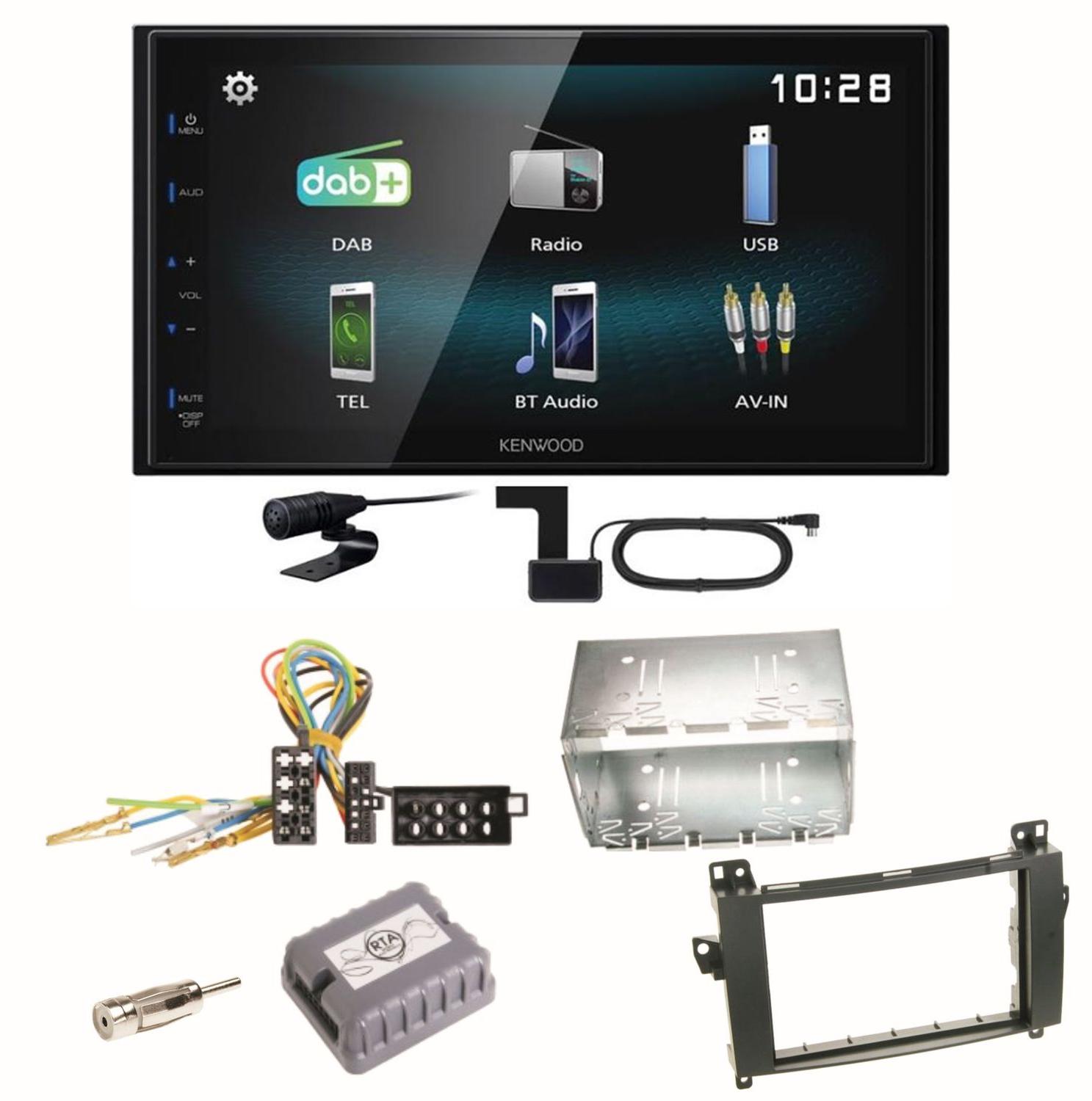 Kenwood DMX-125DAB Bluetooth MP3 DAB+ Einbauset für Mercedes Vito Viano W639