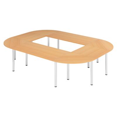 bümö Konferenztisch O-Form 320x240 cm großer Besprechungstisch in Buche, Besprechungstisch mit Chromfüßen, Meetingtisch für 10 Personen, Tisch für