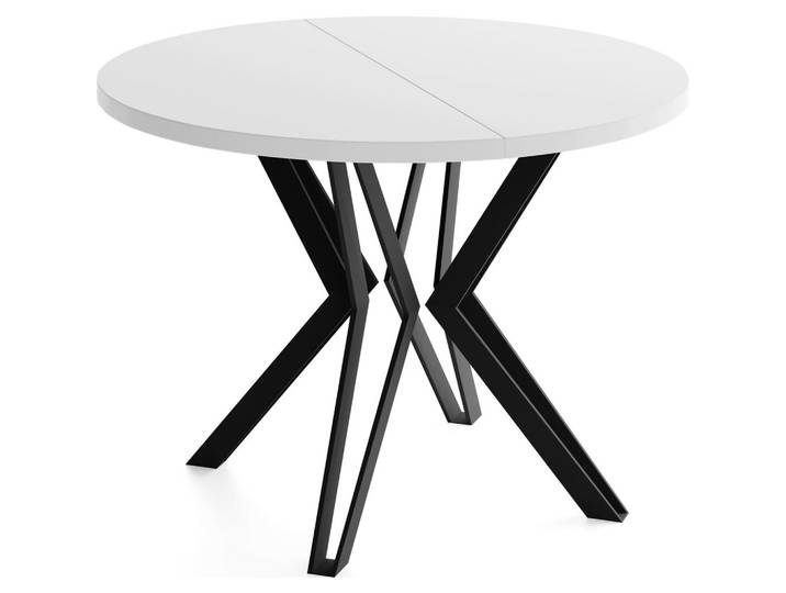 ESSTISCH Revena runder ausziehbarer, Weiß 120-200/120/76 cm