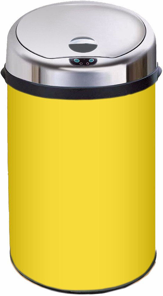 Symple Stuff Ladson Steel Motion Sensor Kitchen Trash Can Yellow 30L