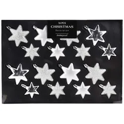 Mojawo 16tlg Weihnachtskugel Christbaumkugeln Baumkugel Set Sterne Silber