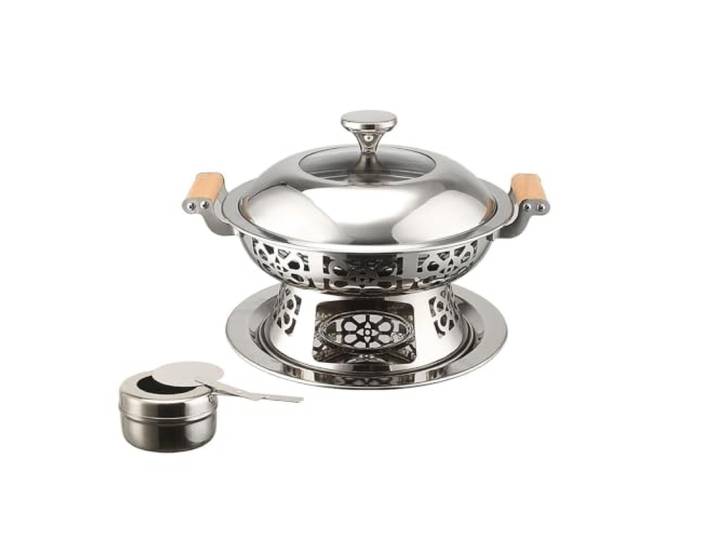 Chafing Dish-Set mit Deckel, runder Chafing Dish chafing dish Sets aus Edelstahl-Chafers und Buffetwärmern mit Pfannen und Brennstoffhaltern