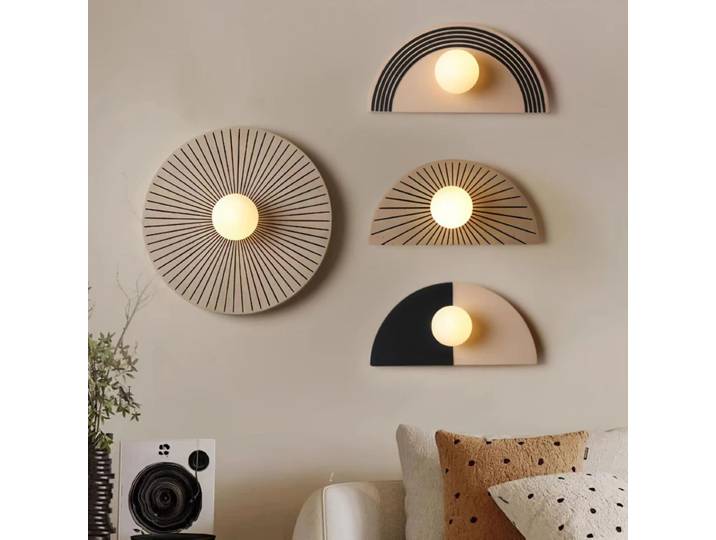 Applique murale ronde en résine semi-cercle, faite en chine, vent Simple et silencieux, décoration de maison, chambre à coucher, éclairage LED