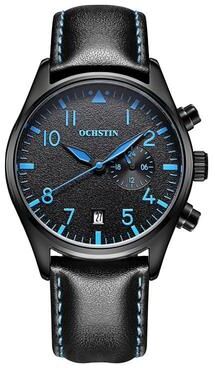 Everyday Crate Ochstin 5043C Business Quartz Watch Waterproof Genuine Leather Strap Watch For Men black+black+blue