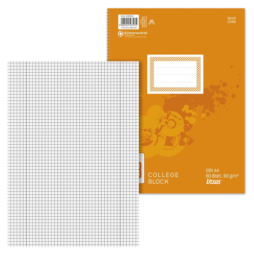 Ursus Collegeblöcke DIN A4 kariert 040993028