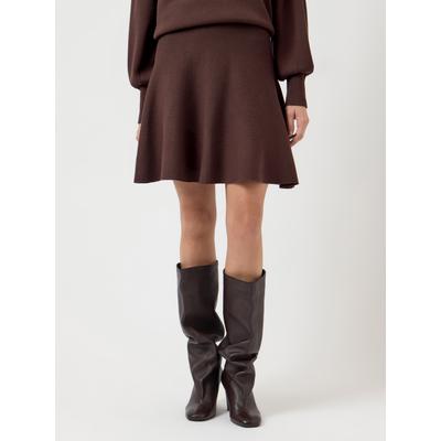 Minirock Y.A.S "YASFONNY HW KNIT SKIRT S. NOOS", Damen, Gr. L (40), braun (chocolate braun), Strick, Obermaterial: 72% Viskose, 28% Polyester, unifarben, regular fit kurz, Röcke Minirock