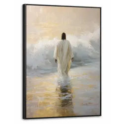 LEINWAND Bilder mit Rahmen - Gemälde - Welle - Jesus - Abstrakt - 70x100