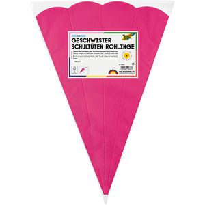 Folia Schultüte 94523 Rohling, pink, für Mädchen, eckig, 41 cm, 5 Stück