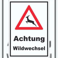 HB-Druck Aufkleber Achtung Wildwechsel A2 (420x594mm)