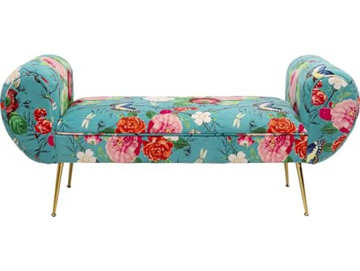 Kare Banc Design Wing Flower Fever - Bleu - Hauteur d'assise 41 cm - Motif Fleurs - pour 1 à 2 Personnes