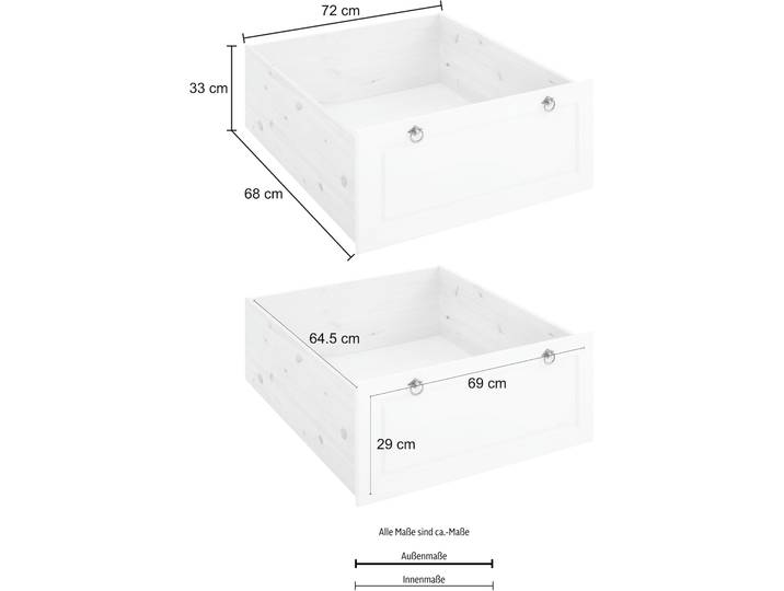 Schubkasten OTTO HOME Tessin , braun (dunkelbraun), B:69cm H:29cm T:64cm, Massivholz, Schubladen, Schubkasten, Bettschubladen auf Rollen, passend für das OTTO HOME Bett Tessin