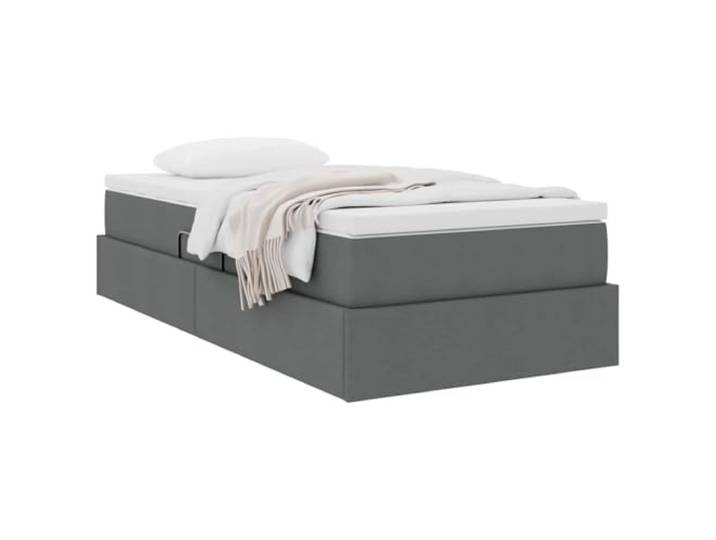 KTHLBRH Großes Einzelbett mit Stauraum und Matratze, Dunkelgrau Hydraulisches Heben, Metallrahmen, 140 kg Tragkraft, für kleine Räume