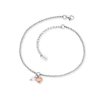 Fußkette ENGELSRUFER "Herz", rosa (edelstahlfarben, roségoldfarben, weiß), Fußketten, Damen, Edelstahl Perlen, Edelstahl, Perlen, mit Süßwasserzuchtperle