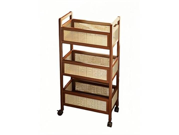 Kx9Lb8d Rollwagen Beweglicher, rollender Snack-Regal-Aufbewahrungswagen mit Rädern, Organizer-Rack for das Wohnzimmer(Mittel)