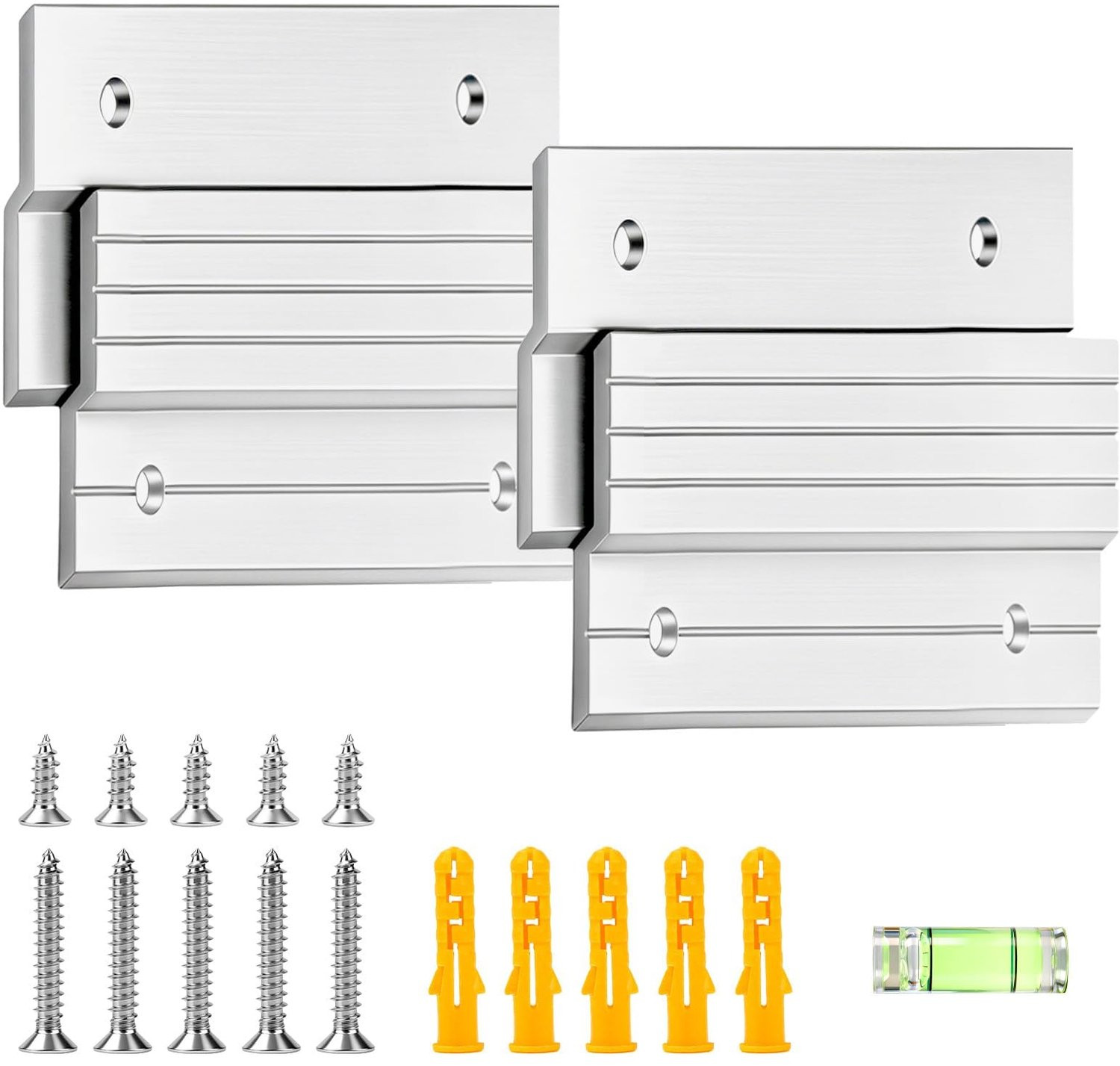 2 paar Heavy Duty Franse schoenplaatjes met beugel, 4 inch aluminium Z-clips voor foto hangers, draagkracht 18 kg