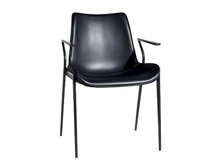 DIANXI Lounge-Sessel Esszimmer Licht Luxus Schwarz Haushalt Einfache Moderne Sattel Leder Stuhl Kleine Haushalts Hotel Armlehne Rückenlehne