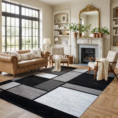 World Rug Gallery Contemporary Modern Boxed Color Block Area Rug