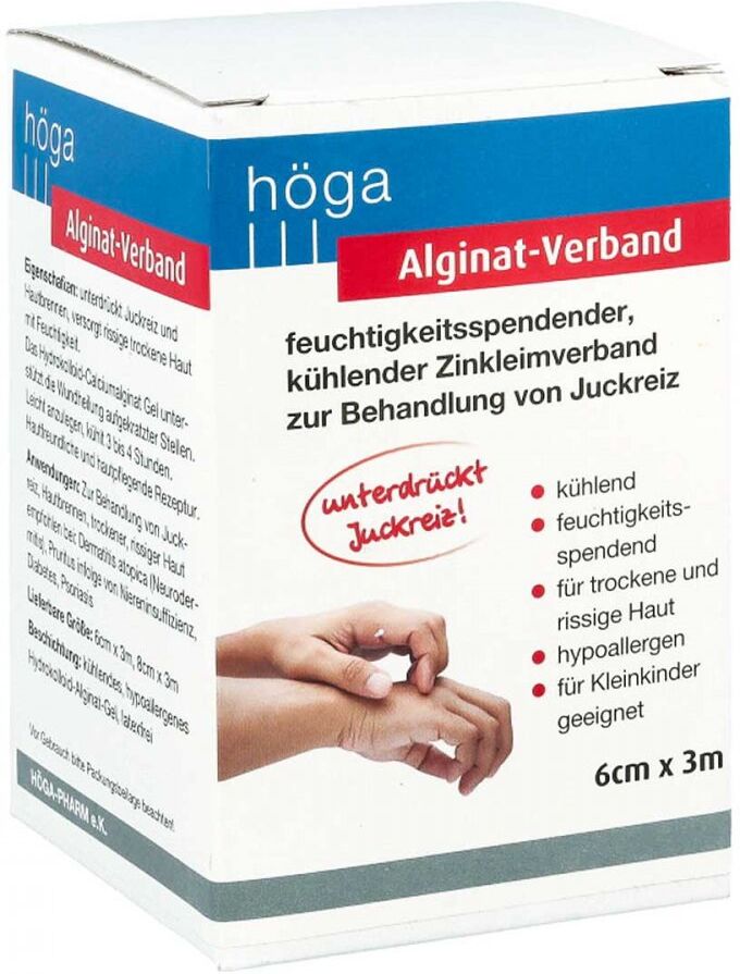 höga Alginat-Verband 6 cm x 3 m kühlender Zinkleimverband