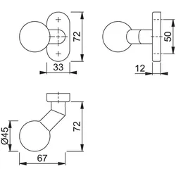 Magni, Türgriff + Türgarnitur, Hoppe PT-Knopf auf Ros. E50G/55 RF,F69,8mm (Türgarnitur, Türgriff)