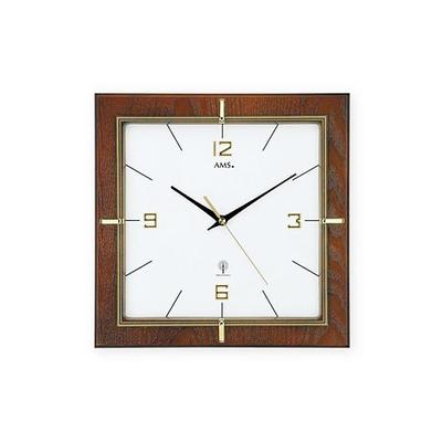 Funkwanduhr AMS "F5834", braun (nussbaumfarben), Wanduhren, B/H/L: 29cm x 29cm, Quarzuhr,Holz,Wohnzimmer,Esszimmer,Küche,Arbeitszimmer,Büro,Flur