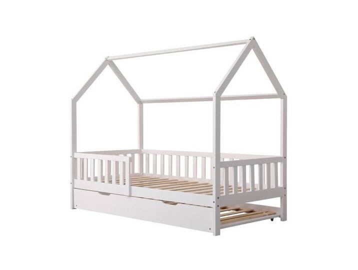 Lit cabane gigogne pour enfant 190x90cm blanc MARCEAU