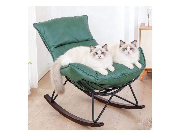 LuxusKollektion Schaukelstuhl Schaukelsessel Metallgestell Sitzfläche 150kg Schlafzimmer Grün